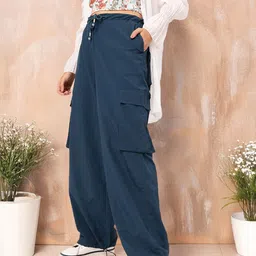 DressBerry Women Airy Elegance Parachute Trousers-image-39