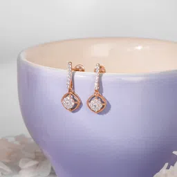 GIVA Rose Gold Delicate Shine Diamond Earrings-picture-10