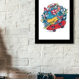 TIED RIBBONS Black & Blue Solid Graphic Wall Art-picture-21