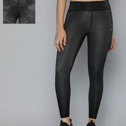 HRX By Hrithik Roshan Women Black Camouflage Designer to Comment Reversible Running Tights-picture-39
