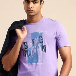 Being Human Brand Logo Printed Pure Cotton Slim Fit T-shirt-picture-19