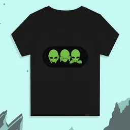 RCPL Bad Monkey Kids Black Alien Gandhis Printed Cotton  Slim Fit T-shirt-picture-38
