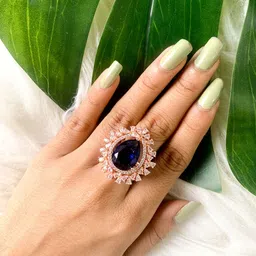 I Jewels Rose-Gold Plated & CZ Studded Finger Ring-picture-10