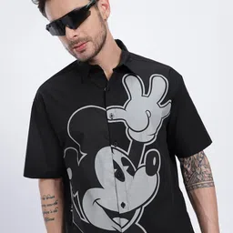 glitchez Mickey Mouse Print Oversized Shirt-image-6