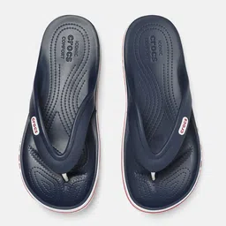 Crocs Unisex Navy Blue Solid Bayaband Thong Flip-Flops-image-7