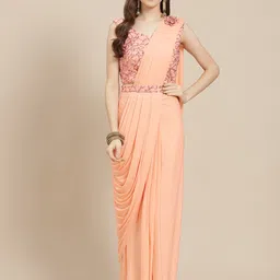 Grancy Peach-Coloured Ready to Wear Saree-picture-17