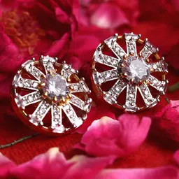 Bhana Fashion Gold-Plated American Diamond Studded Circular Studs-picture-25