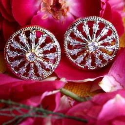 Bhana Fashion Gold-Plated American Diamond Studded Circular Studs-picture-18