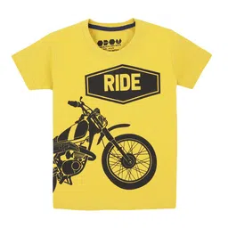 OBOW Boys Yellow Printed Hood Pure Cotton T-shirt-picture-37