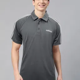ADIDAS Men Charcoal Grey Solid CLS Polo Collar T-shirt-image-30