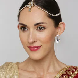 Anouk Kundan Studded Maang Tika & Earrings-image-77