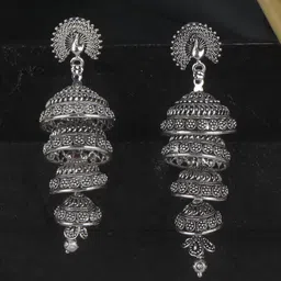 ANIKAS CREATION Silver-Plated Classic Jhumkas-picture-29