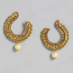 ASMITTA JEWELLERY Gold-Toned & White Contemporary Studs Earrings image 2