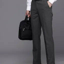 Louis Philippe Men Textured Slim Fit Formal Trousers-image-26
