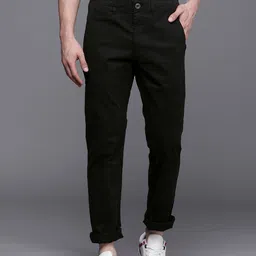 WROGN Men Black Solid Slim Fit Chinos Trousers-image-74