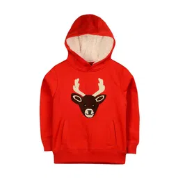 Cherry Crumble Unisex Kids Red & Brown Embroidered Hooded Sweatshirt-picture-23