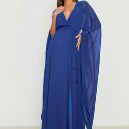 Boohoo Chiffon Finish Wrap Design Cape Sleeve Maxi Dress-picture-10