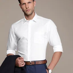 Arrow Men White Solid Dobby Cotton Slim Fit Formal Shirt-picture-35