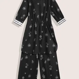 Sangria Girls Floral Printed Regular Kurta With Palazzos-picture-57