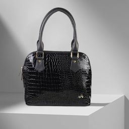 Metro Woman Black Animal Textured Structured Handheld Bag-picture-20