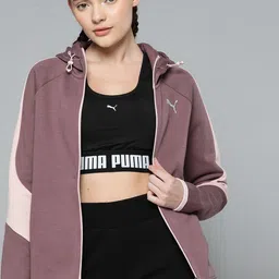 Puma Women Mauve Solid Evostripe Full-Zip Outdoor Hoodie-picture-11