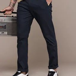The Roadster Lifestyle Co. Men Smart Solid Linen Trousers-image-78
