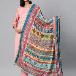 SWI Stylish Ethnic Motifs Printed Dupatta with Mirror Work image 1