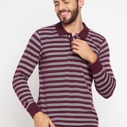 Duke Striped Polo Collar Slim Fit Cotton T-shirt-picture-25