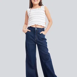 Olele Girls Baggy Fit Stretchable Cotton Denim Jeans Pant-image-89