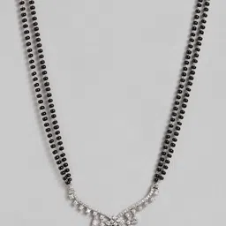 ABDESIGNS Silver-Plated Artificial Stones & Beads Studded Mangalsutra image 2