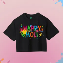 YK Girls Typography Printed Pure Cotton Boxy T-shirt-image-53