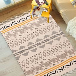 URBAN SPACE Beige & Black Printed Cotton Anti-Skid Rugs-picture-21