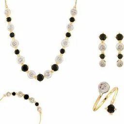 m creation Alloy Gold-plated Black Jewellery Set (Pack of 1) image 2
