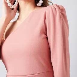 Athena Women Rose Solid Sheath Dress image 2