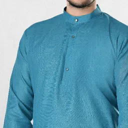 SHIWAM ETHNIX Men Blue Kurta with Pyjamas image 2