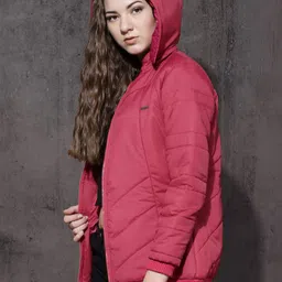 Roadster Women Pink Solid Puffer Jacket image 4