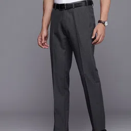 Raymond Men Checked Slim Fit Formal Trousers image 4