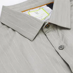 van heusen V Dot Men Grey Skinny Fit Striped Formal Shirt image 3
