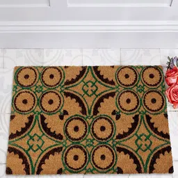 HOKIPO Brown & Green Printed Anti-Skid Coir Doormat image 4