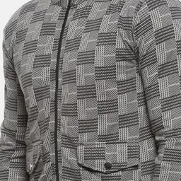 Campus Sutra Men Grey Checked Windcheater Bomber image 5