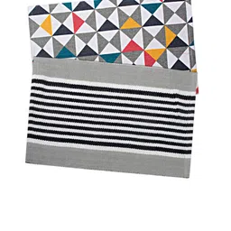 Saral Home Set of 2 White & Grey Geometric Print Modern Cotton Rugs image 2