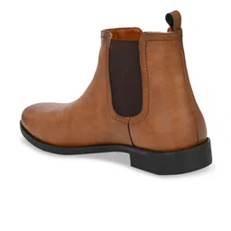 Delize Men Tan Brown Solid Mid-Top Flat Boots image 4