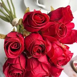 TIED RIBBONS Red 12 Pieces Rose Artificial Flower image 5