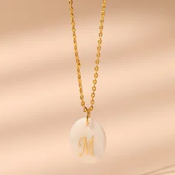 aquastreet 18K Gold Plated Waterproof Antitarnish Letter M Initial Pendant Necklace image 2