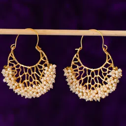 Sukkhi Gold-Plated Handcrafted Pearls Chandbali Earrings-picture-28