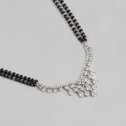ABDESIGNS Silver-Plated Artificial Stones & Beads Studded Mangalsutra image 4