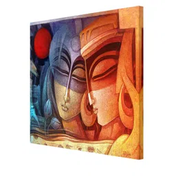 999Store Brown & Blue Printed Radha Krishna Canvas Wall Art image 2