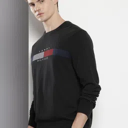 Tommy Hilfiger Pure Cotton Self Striped Embroidered Pullover Sweaters image 2