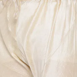 here&now x sanwara Sanwara Men Silver-Coloured & Beige Self Design Silk Kurta with Churidar image 4