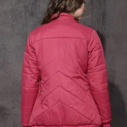 Roadster Women Pink Solid Puffer Jacket image 5